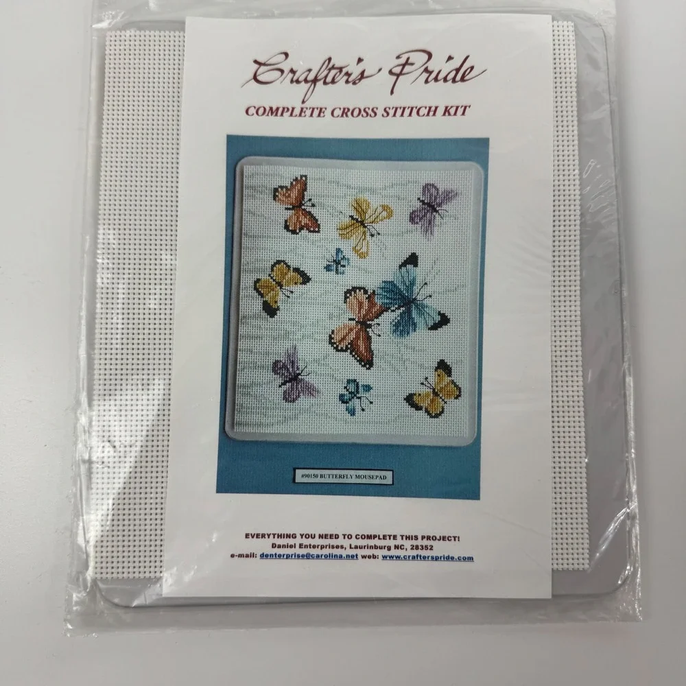 Crafters Pride Butterfly Mousepad Complete Cross Stitch Kit 90150 Daniel Ent NEW